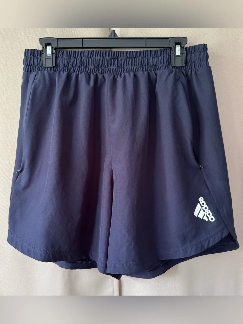 Men’s Adidas Navy Blue Athletic Shorts with White Logo - 6” Inseam Quick Dry